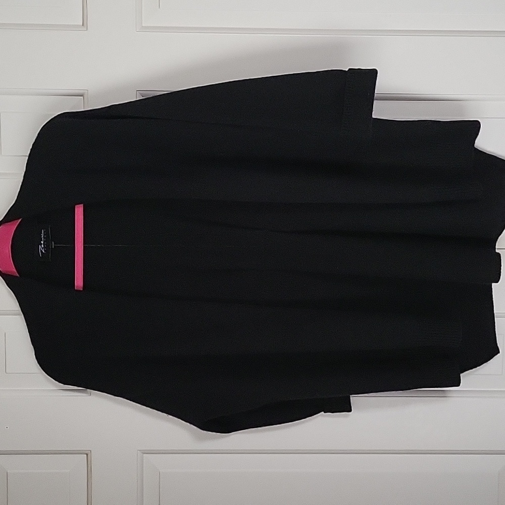 Zoe Couture Womens Black Cashmere Open Front Cardigan Sz S